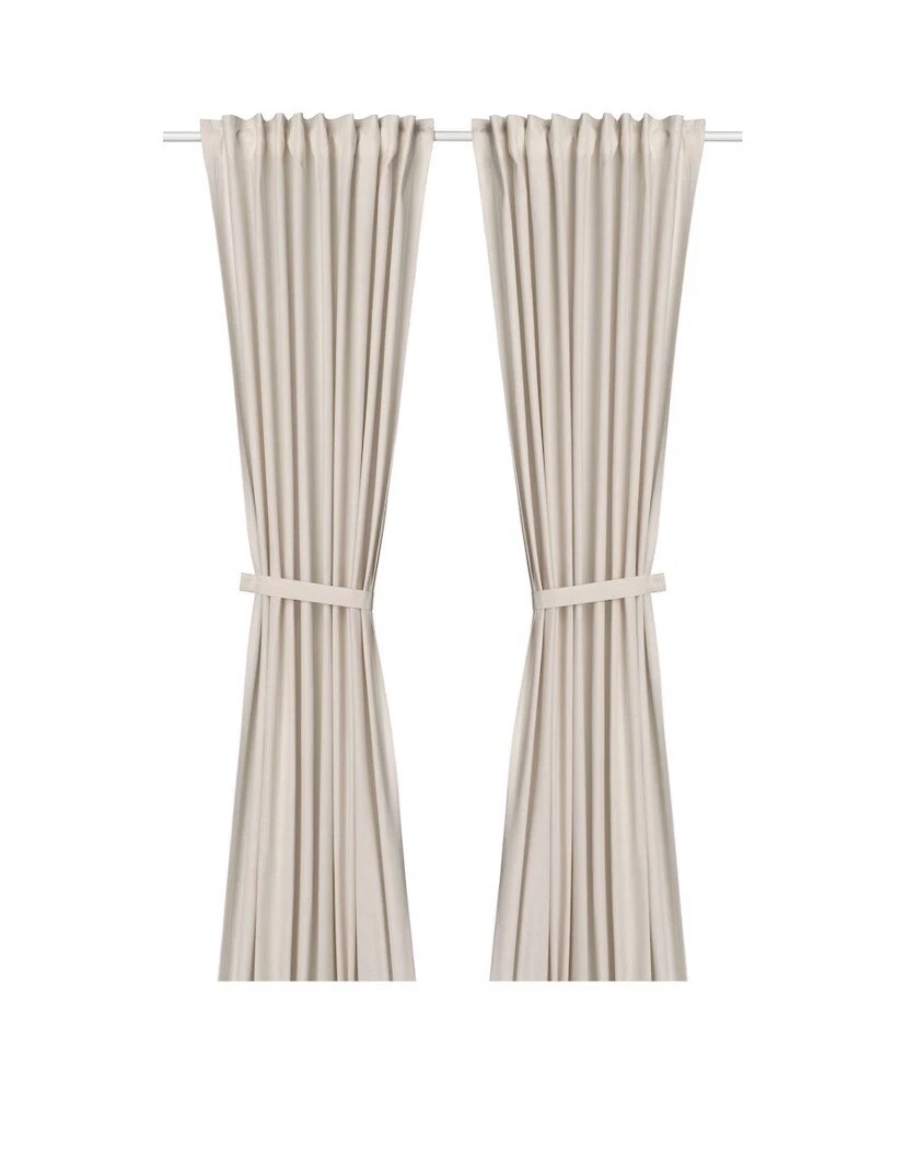 IKEA LENDA Curtains with tie-backs, 1 pair, OFF White 140x250 cm