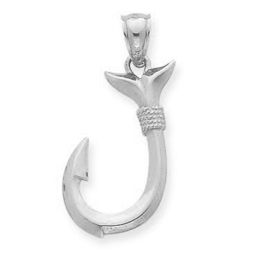 Sterling Silber Angelhaken Anhänger (1 Zoll)