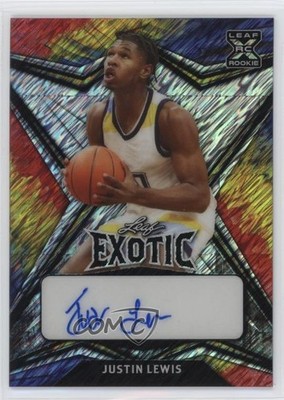 2022-23 Leaf Exotic Parrot Diagonal Shimmer 5/5 Justin Lewis Rookie Auto RC 0u66