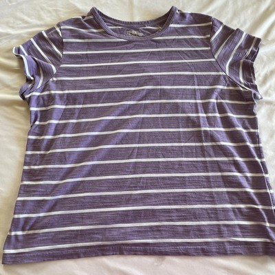 Time and Tru Women's Purple Striped T-Shirt XXL Short Sleeve Crew Neck