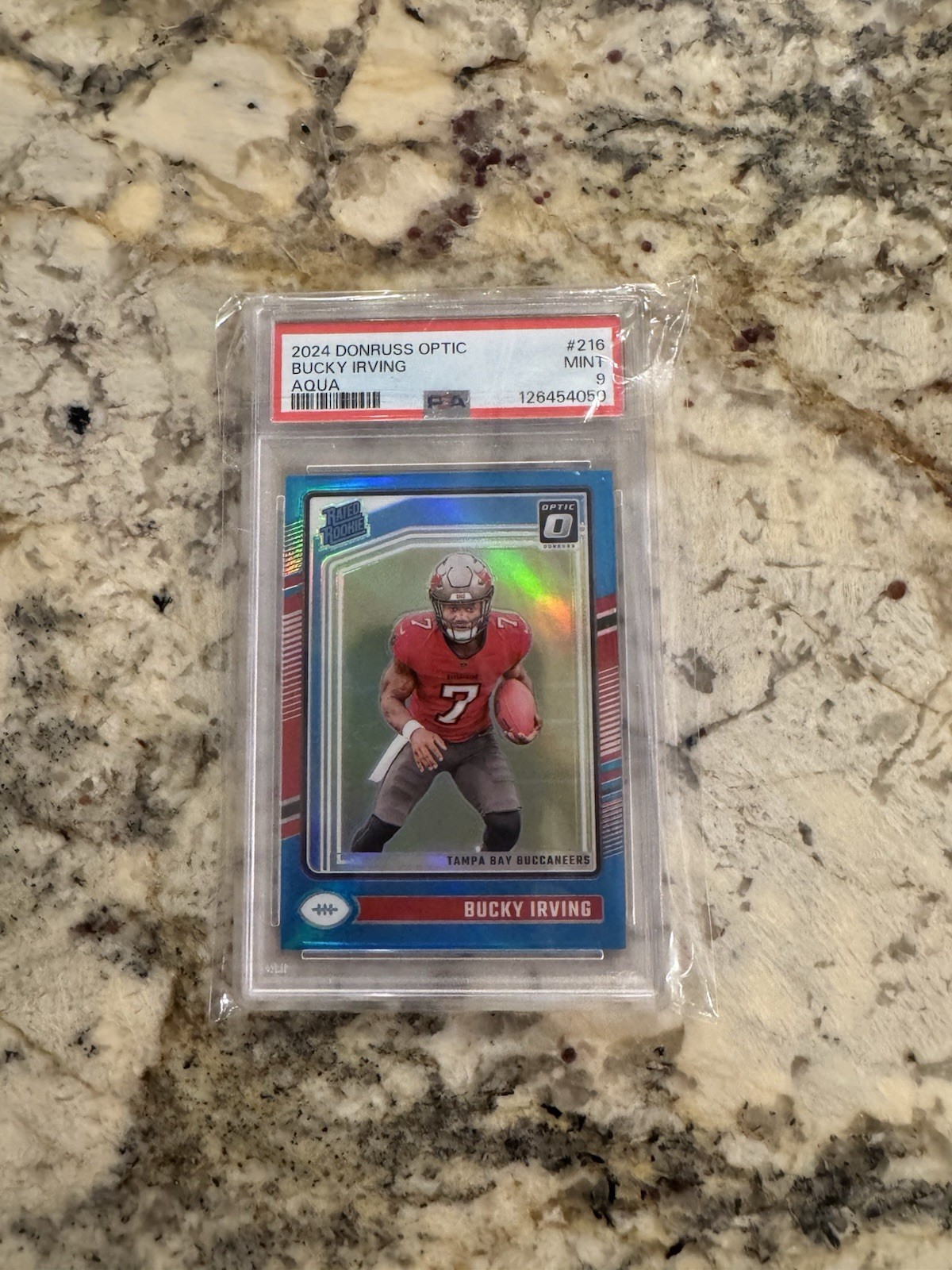 2024 Panini Optic Bucky Irving #216 Rookie RC Aqua Prizm #’d 252/299 PSA 9