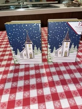 Vintage 2 Boxes  Christmas Cards /24 Glittered Cards and Envelopes Unused in Box