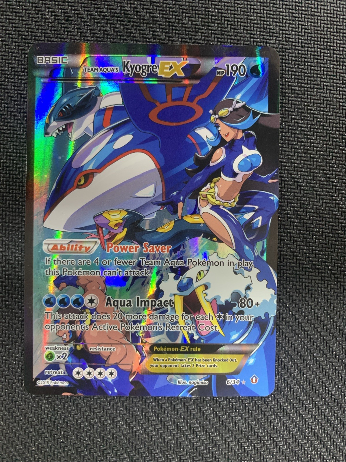 TEAM AQUA’S KYOGRE EX 6/34 DOUBLE CRISIS POKEMON FULL ART