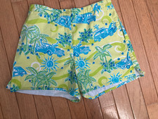 Vintage Lilly Pulitzer Girls sz 14 Vacation Shorts Green Blue