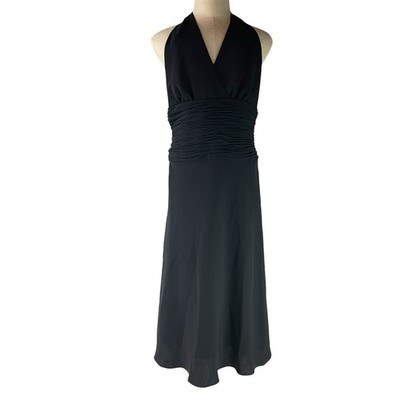 Jones New York Allure Black Halter Dress Size 12 Ruched Waist Evening Dress  Prom | eBay