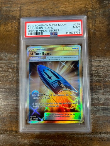 POKEMON  2019 Sun Moon Unified Minds Secret Full Art U-TURN BOARD #255 PSA 9