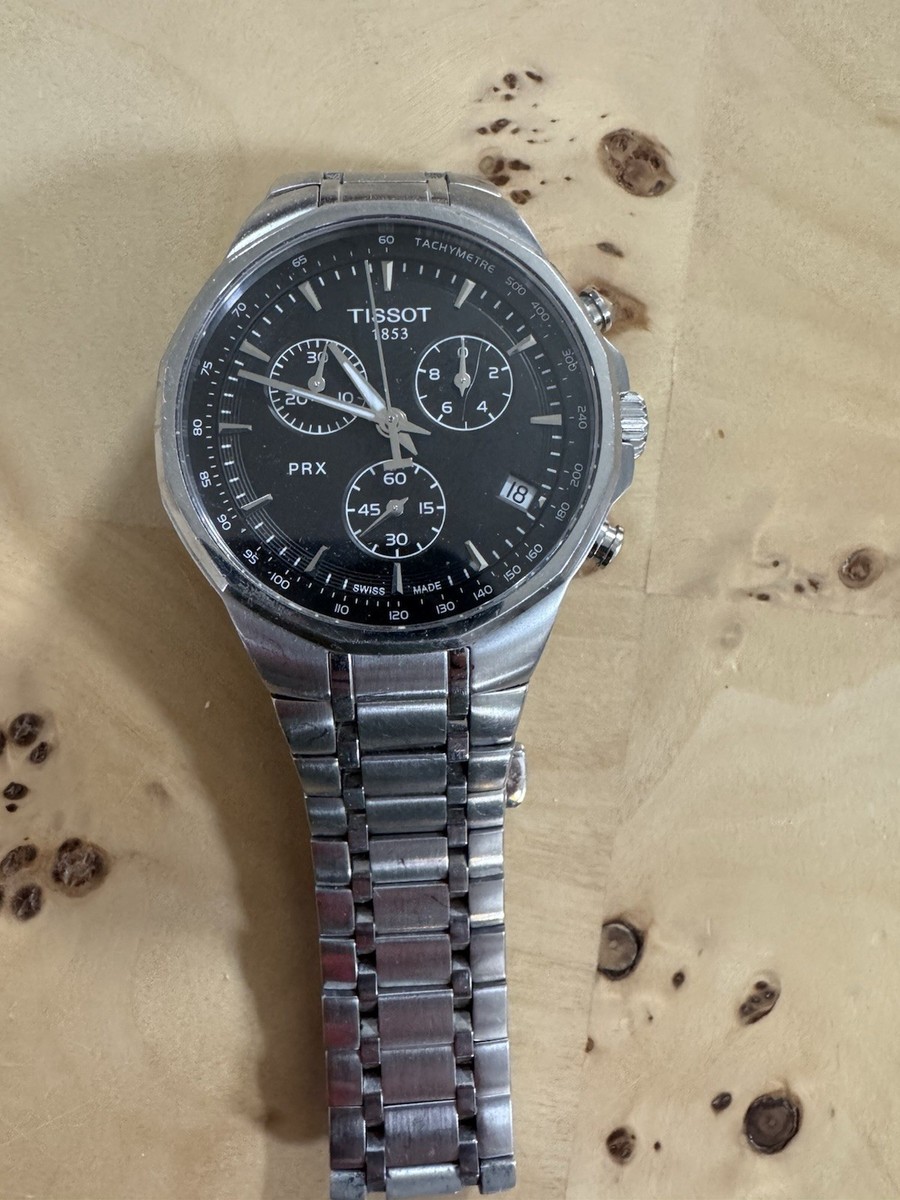 Tissot PRX Chronograph Watch 1853 T077417A Quartz, Black Dial | eBay