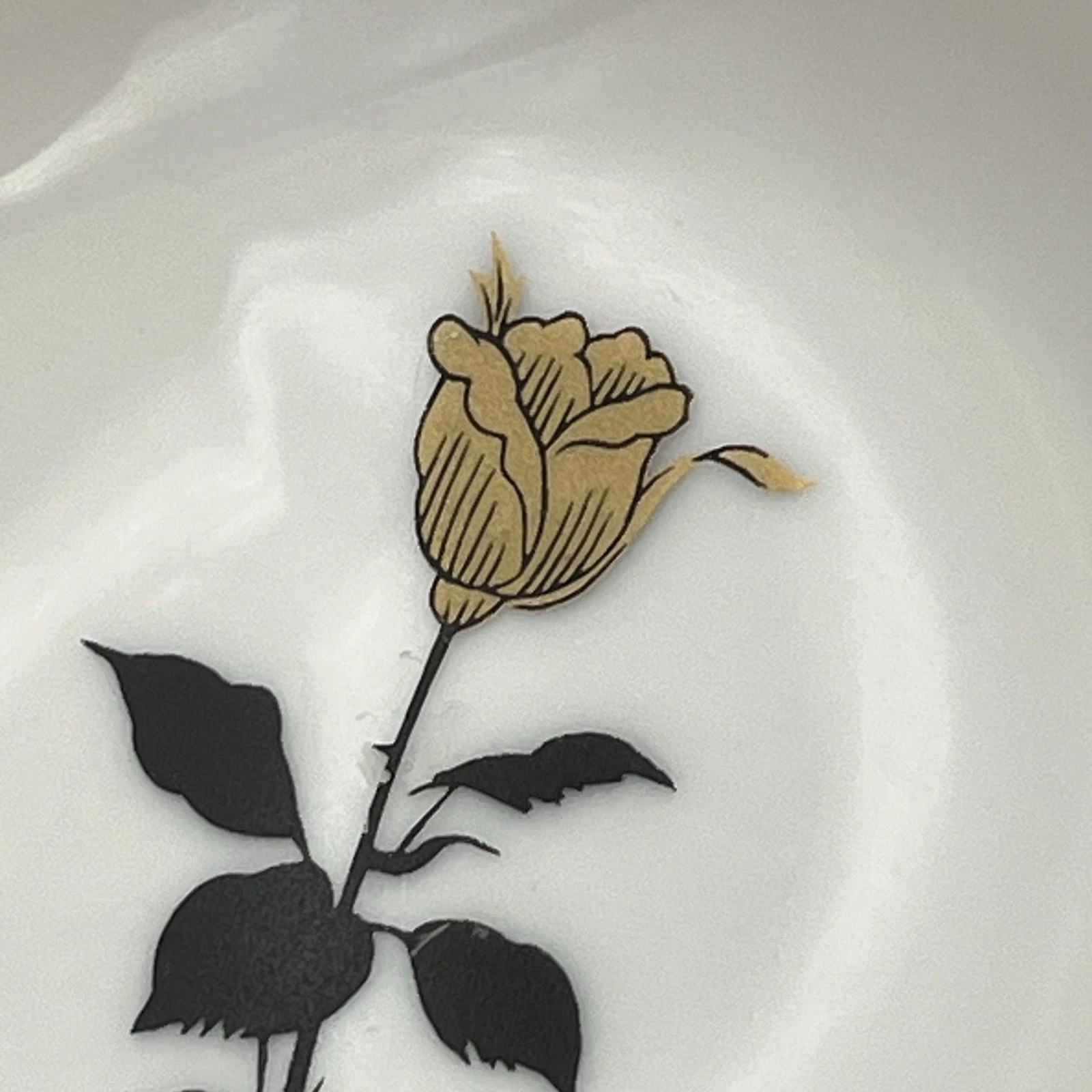 Vintage Lefton Butter Pat Dish Gold Rose Trim Nostalgic Collectible Hand Painted