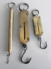Antique Brass Pocket Scales Joblot. Spring Balance, Hanging Scales x 3. Salter's