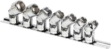 Powerbuilt Universal Joint Socket Set, SAE 7 Piece 3/8-Inch One Size, Silver 
