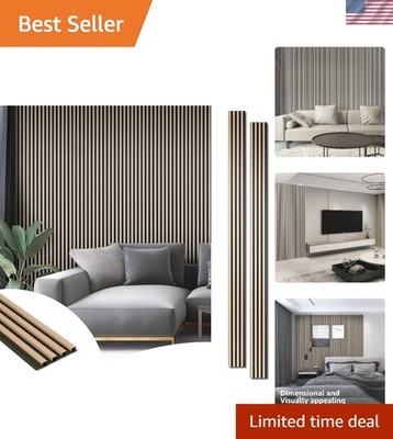 8-Pack WPC Wood Slat Wall Panel for Interior Décor, 3D Wood Fluted Acoustic P...