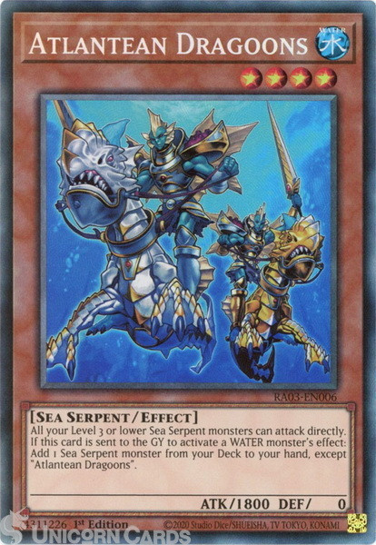 RA03-EN006 Atlantean Dragoons : Collector's Rare 1st Edition YuGiOh Card