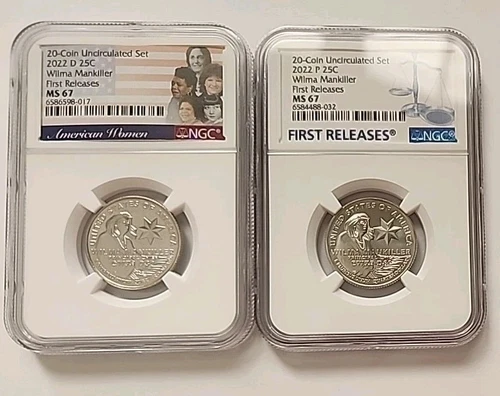2022 P & D Wilma Mankiller 25c NGC MS 67 American Women Quarter FIRST RELEASES