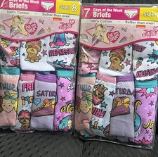2PK 14 Jojo Siwa Girls 7 Briefs Pack Size 8 100 Combed Cotton Colorful Prints