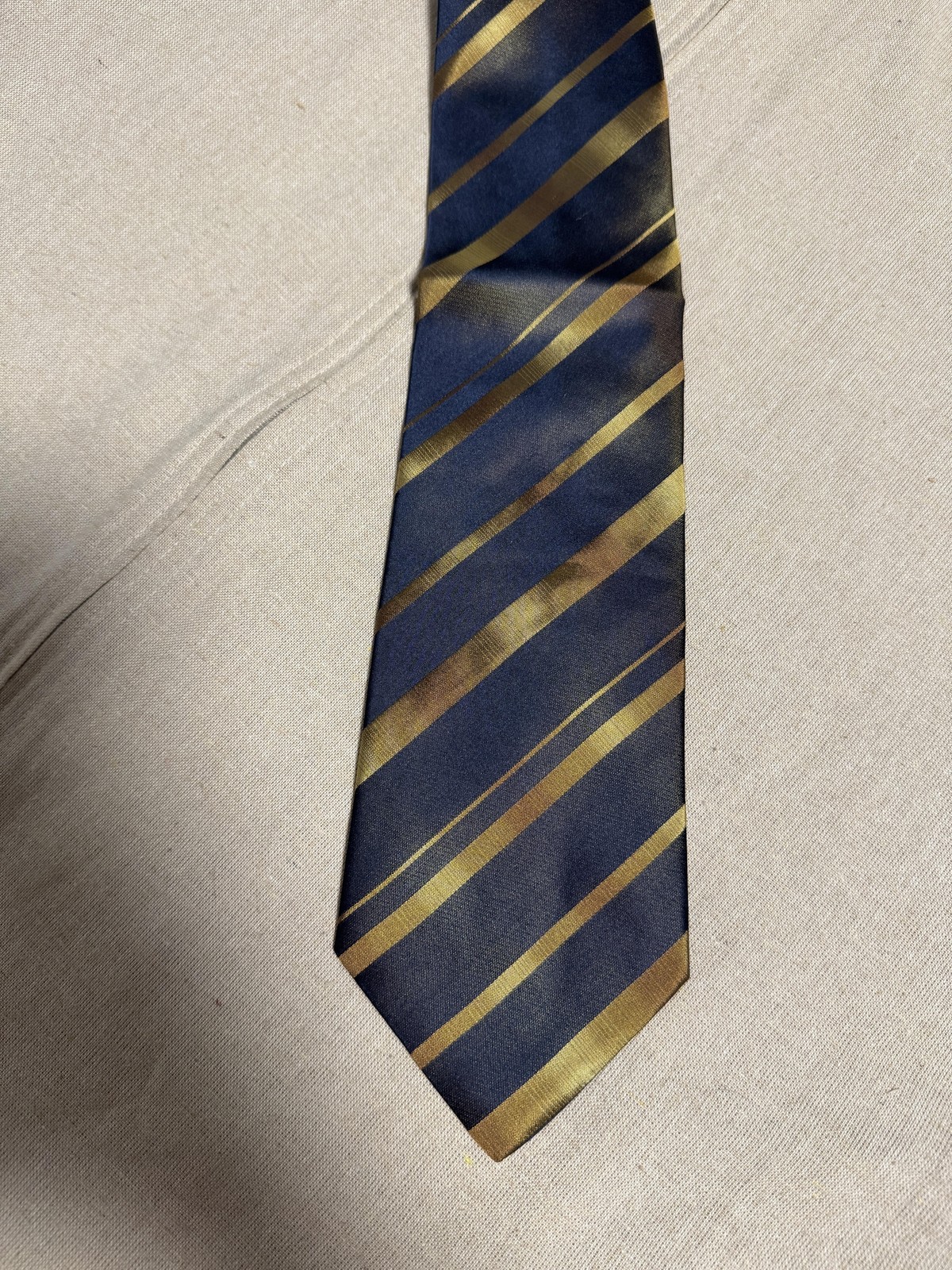 Dolce & Gabbana Tie Mens One Size Blue Gold Striped 100% Silk Made in Italy - second product detail image