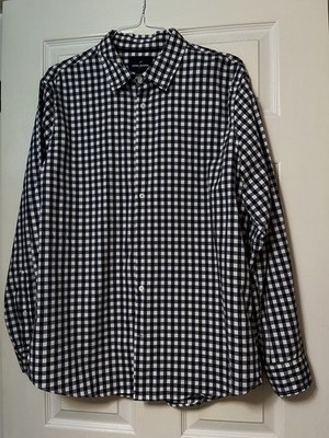 Daniel Hechter PARIS Shirt XL Mens Blue Gingham Checkered Dress Lg Sleeve PREPPY