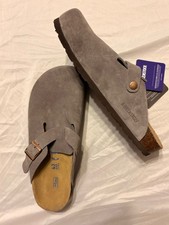 Birkenstock Men's Gray Suede Clog Buckle Soft Footbed Shoes EU 43