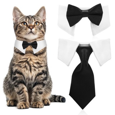2 Pcs Cat Bow Tie Dog Cat Tuxedo Collar Pet Costume Neck Girth 9.3''- 12'' Cats...