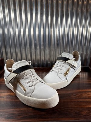 Giuseppe Zanotti Low-Top Sneakers White Strap Leather Sz 45 US 12 No Box
