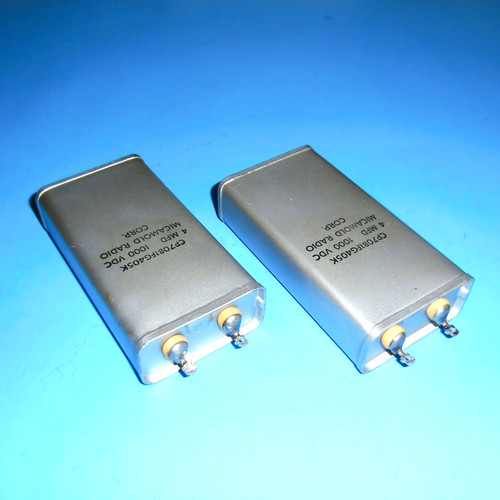 2 Micamold 4uF 1000V Paper in Oil  Capacitors TESTED *3% MATCH* w/MTG STRAPS