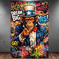 LEINWAND BILD ER XXL ABSTRAKT AFFE SCHIMPANSE BUNT GRAFFITI WAND POSTER P2070