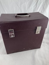 Brown vinyl LP Record storage carry case for 12" records no keys