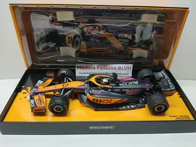 McLaren MCL36 Ricciardo Singapore GP 2022 1/18 Minichamps - Photo 1/4