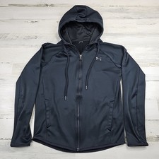 Under Armour Zip Up Jacket Youth Small Black ColdGear Hooded Pockets