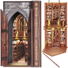 DIY Book Nook Kit for Adults, Infinite Magicspell Library Booknook with Flame...