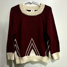Granelito Kids 100 Baby Alpaca Sweater 4/5 Burgundy Cream Peru NWOT