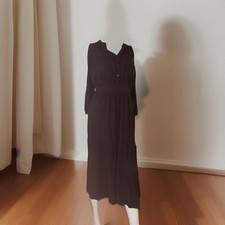 Blu Dahlia Dress Black Vintage Size L 3/4 Sleeves Midi Tiered