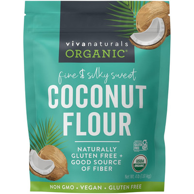 Viva Naturals Organic Coconut Flour, 4 lbs (1.81 kg)   Gluten Free Flour for Ket