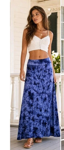 One World Live And Let Live Blue Tie Dye Skirt Size Medium Excellent Condition