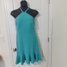 Vince Camuto Women's Ruffled Hem Halter Dress Green Size 14