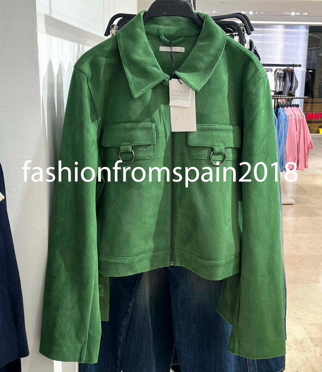 ZARA NEW WOMAN FAUX SUEDE CROPPED JACKET APPLE GREEN S,M,L 4344