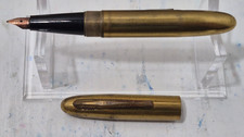 Vintage Made In USA Fountain Pen Gold Tone Body & Cap Pocket Clip Level Fill