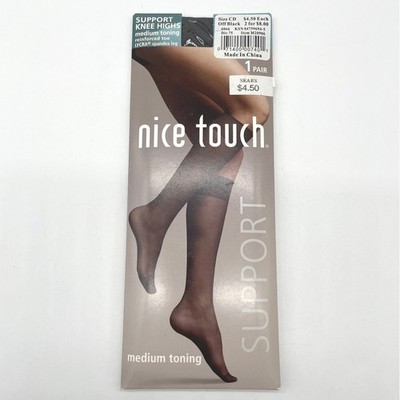 Nice Touch Womens Hosiery Size CD Black Knee Highs Sheer Vintage Y2K Deadstock