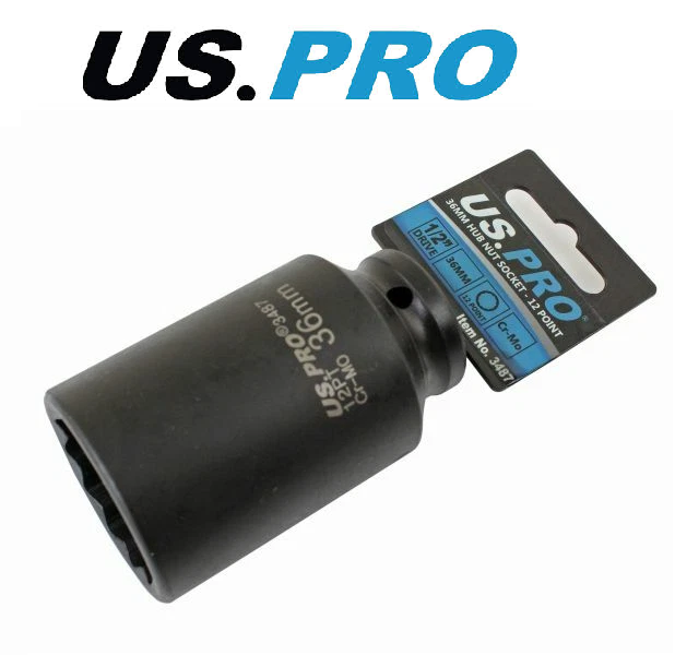 Us Pro Tools 36Mm 1/2" Drive Axle Hub Nut Socket 12 Point Deep Impact Socket 3487 - Image 4