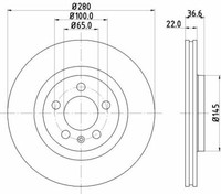 2X Hella 8DD 355 127-301 Bremsscheibe FüR Audi Seat Skoda VW