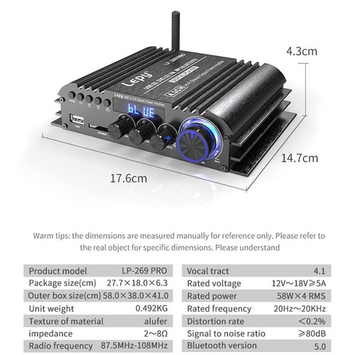 Mini Bluetooth Amplifier: 4.1CH 232W, HIFI Sound & FM Radio - Picture 11 of 16