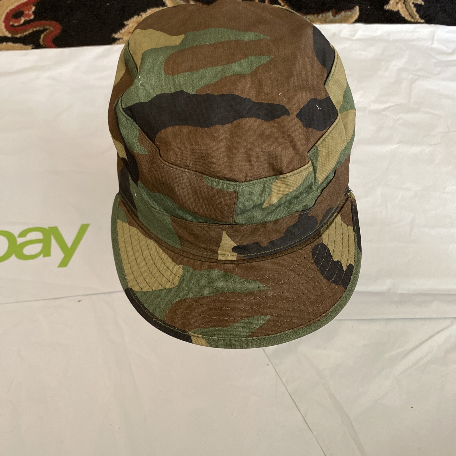 VTG Army Cadet Cap Hat Size 7 1/4 Combat BDU Class 1 Woodland Camo Ear Flaps