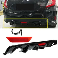 For 2016-2021 Honda Civic 4Dr Sedan JDM Rear Bumper Diffuser+LED 3rd Brake Light