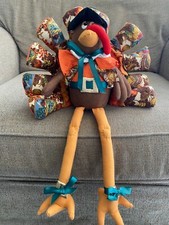 Vintage Joelson THANKSGIVING TURKEY Plush Shelf Sitter Dangle Legs 1996 Harvest