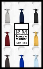 New Romario Manzini® Men's Slim Solid Color Slim Ties (55 colors)
