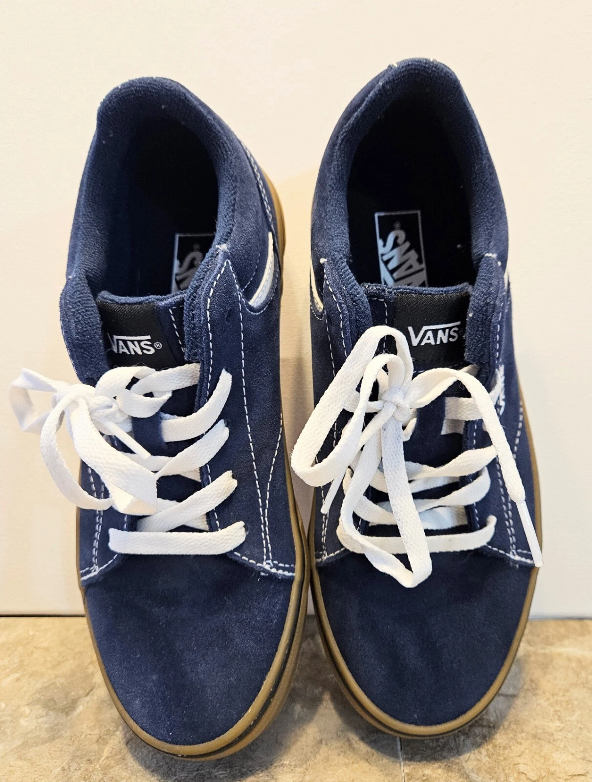 Scarpe da ginnastica casual da skateboard in pelle blu Vans Seldan per giovani taglia 4 5 US 36 EU