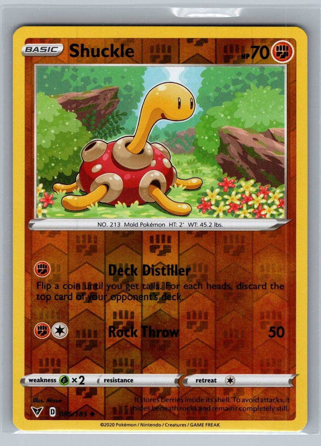 Shuckle 085/185 Reverse Holo Vivid Voltage Pokemon 2020
