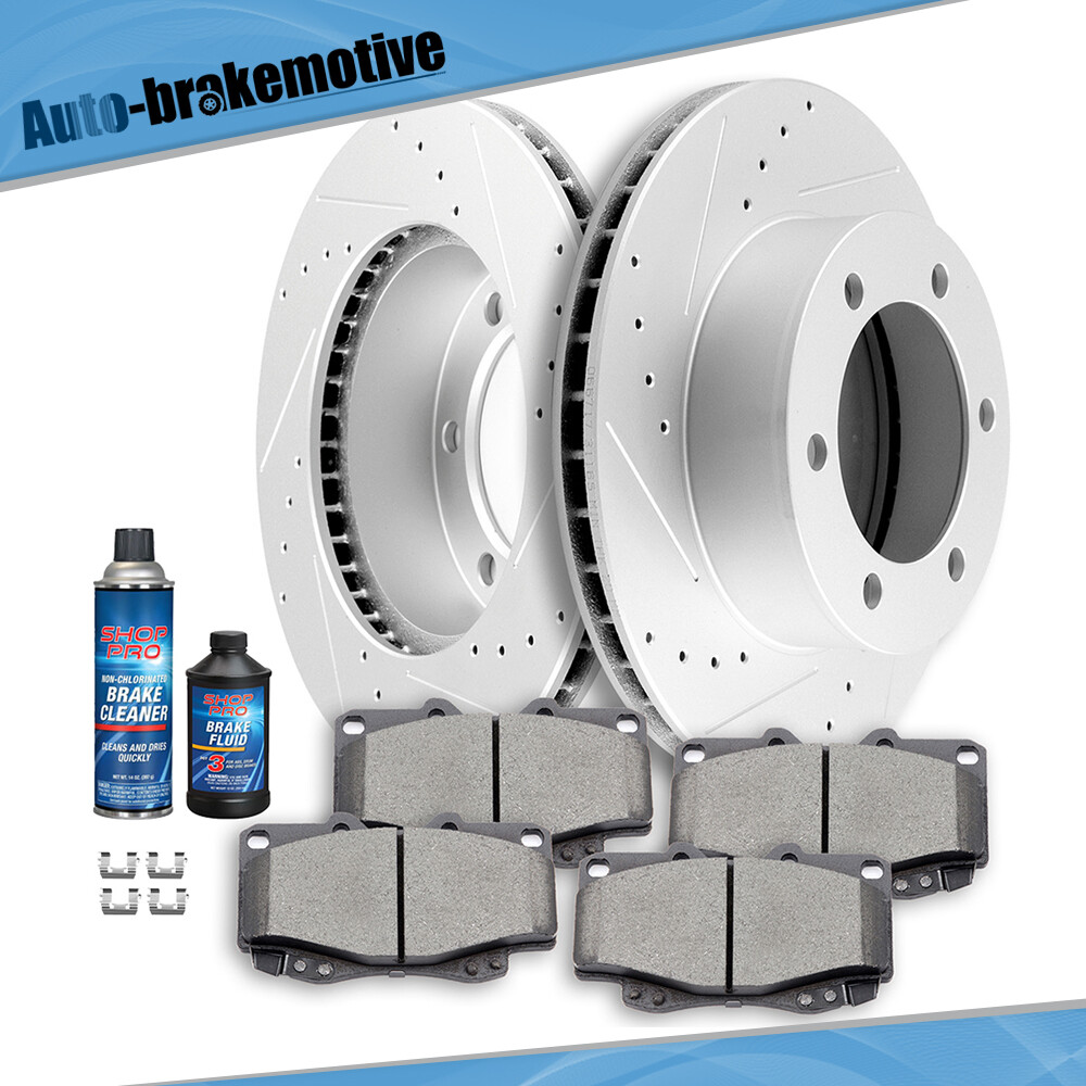 FRONT DRILLED ROTORS + CERAMIC BRAKE PADS FOR TOYOTA TACOMA 4WD BRAKES ...