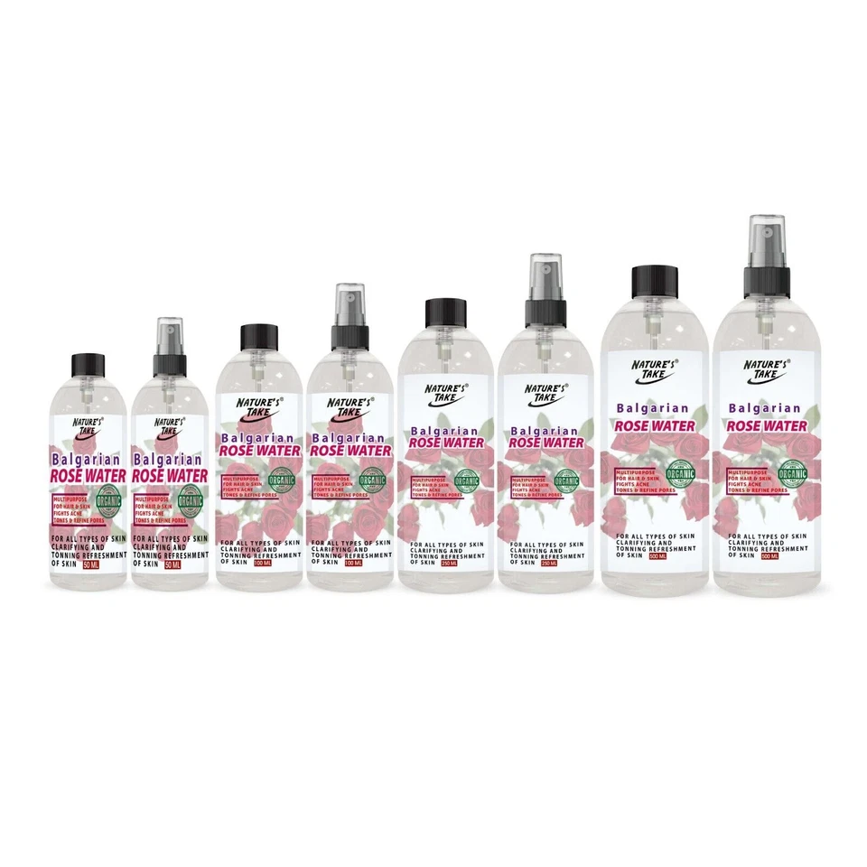 Rose Water 100% Pure Natural Bulgaria Origin Toner Cleanser, Moisturizer Spray
