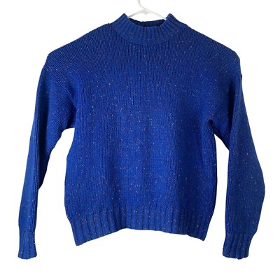 Vintage Sweater Wool Blend Eddier Bauer Size XL Mock Neck Blue Long Sleeved Mens
