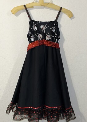 Halloween Dress WhimsiGoth Wicked Black Skull Fancy Up Child Costume  Handmade